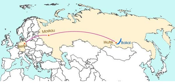 Karte Berlin-Moskau-Irkutsk